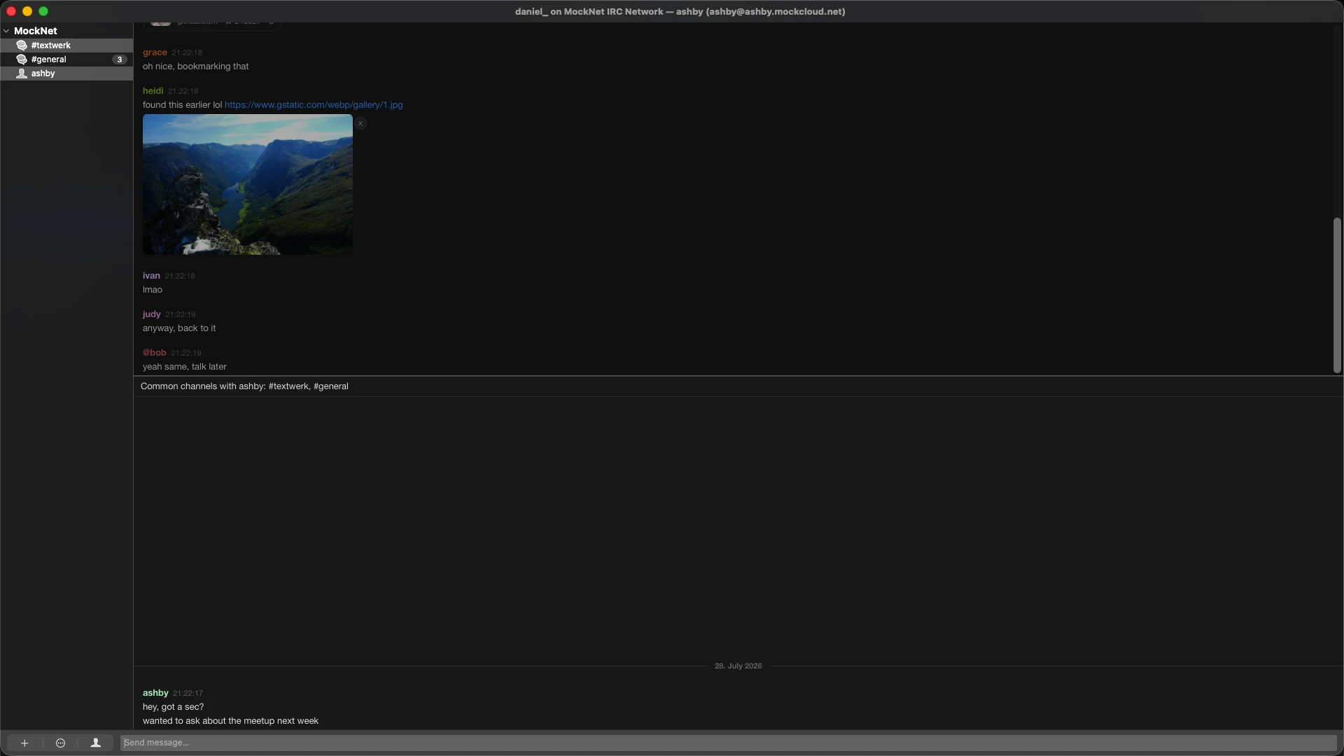 Two channels side by side in split view